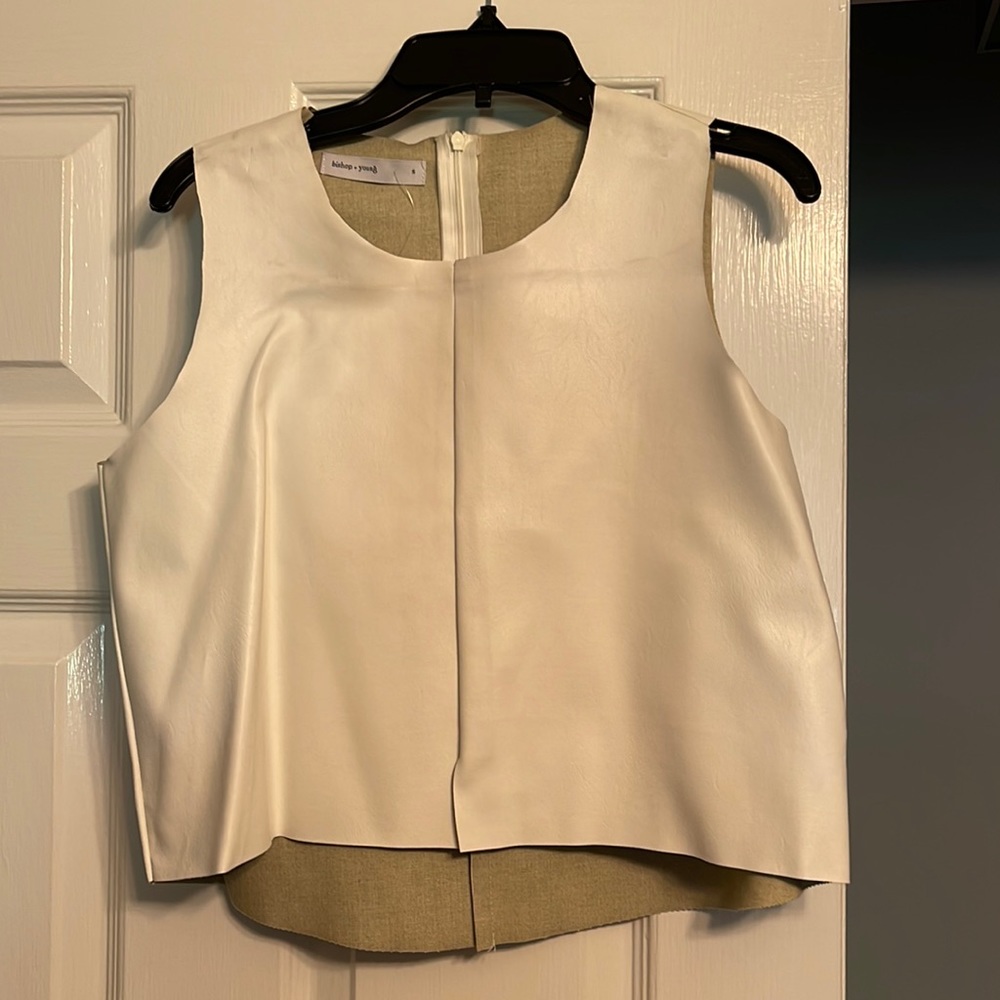 White Faux Leather White Hi-Low Crop
